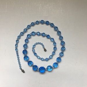 Vintage Long Blue Crystal Necklace